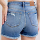 Judy Blue - Vintage Wash High-waisted Shorts With Fray Hem