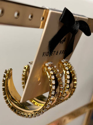 Violet & Brooks - Women's Retro Gold Hoop Earrings