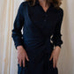 Mima Rosso - Faux Wrap Shirt Dress