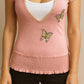 Paparazzi - Chained V-neck Top With Embroidery & Beaded Works