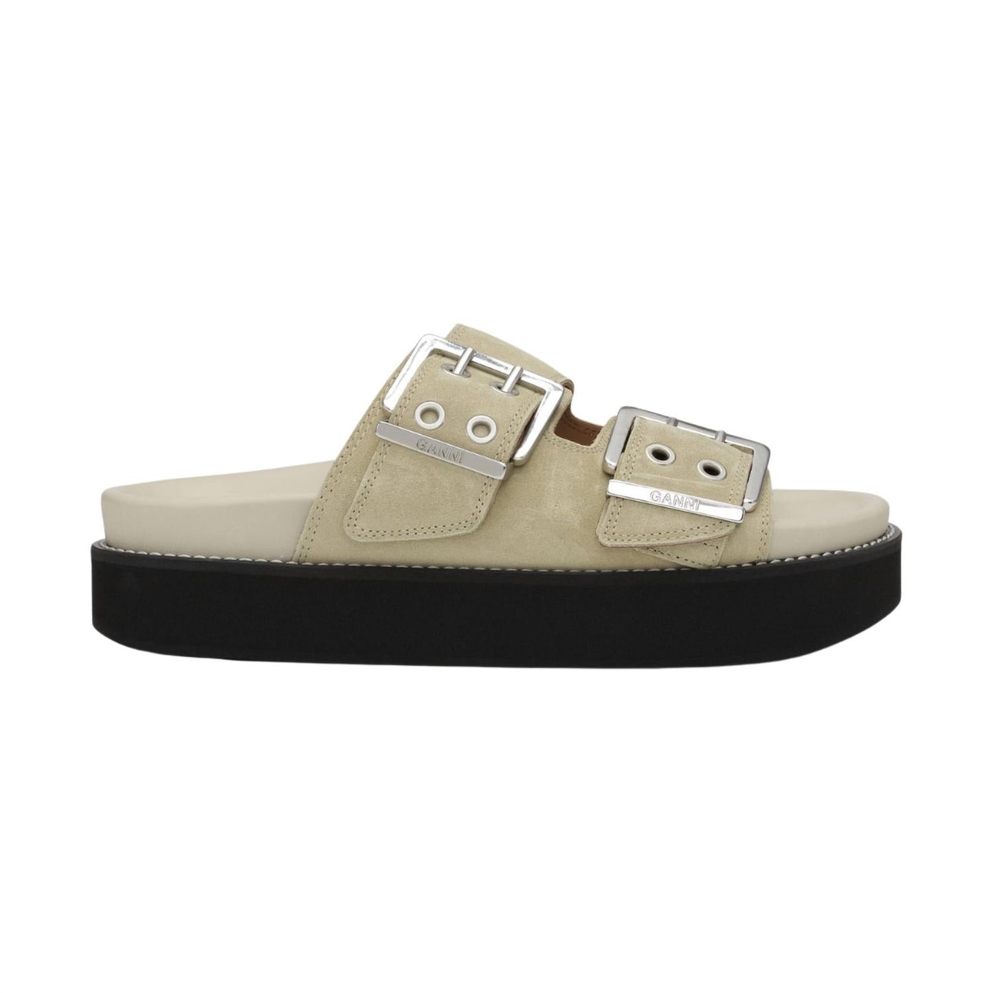 Ganni - WOMEN'S WIDE WELT CHUNKY BUCKLE FLAT SANDAL