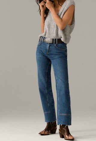 Free People - Calça Jeans Reta Risk Taker de Cintura Média
