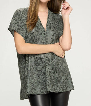 Adrienne - Snake Print Double V-neck Top