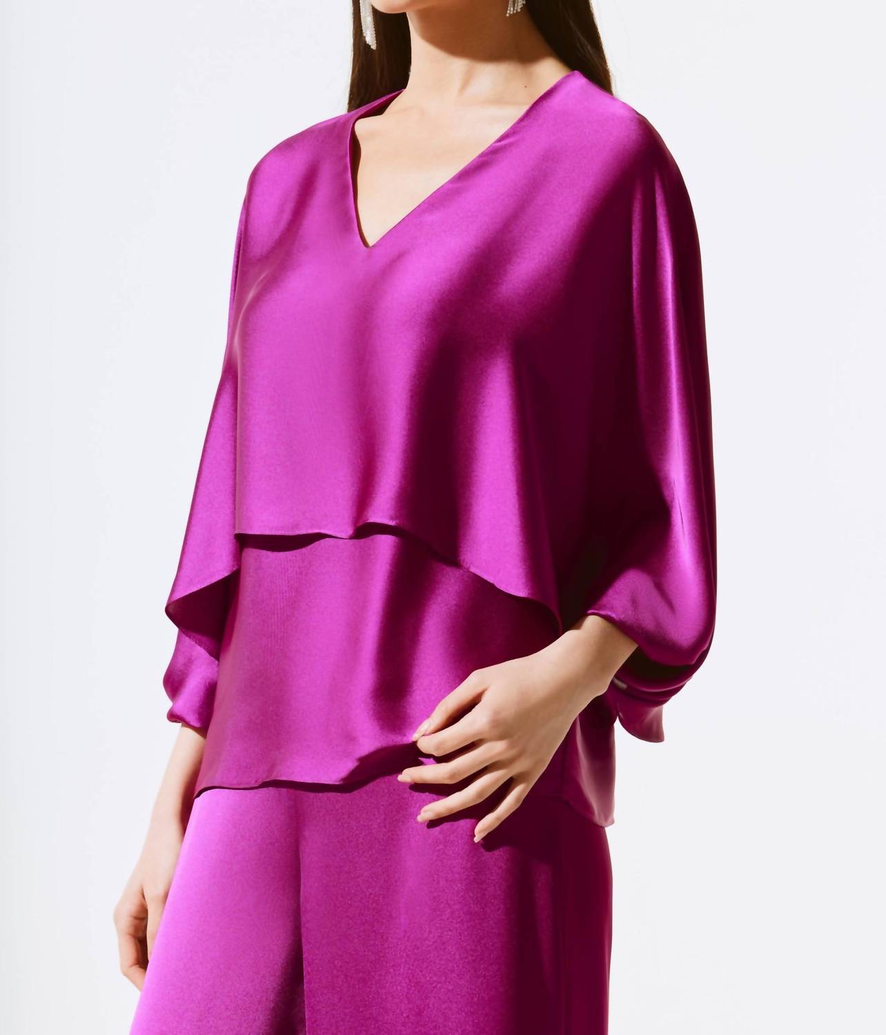 Joseph Ribkoff - Layered Batwing Sleeve Satin Top