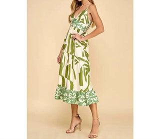 Tcec - Vestido Midi com Estampa Abstrata