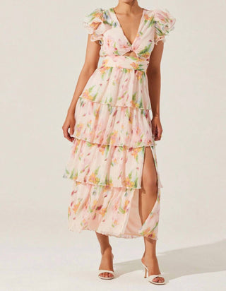 Astr - Vestido longo floral em camadas Emporia