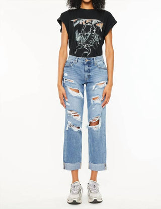 Kancan - Calça jeans boyfriend Delta cintura média