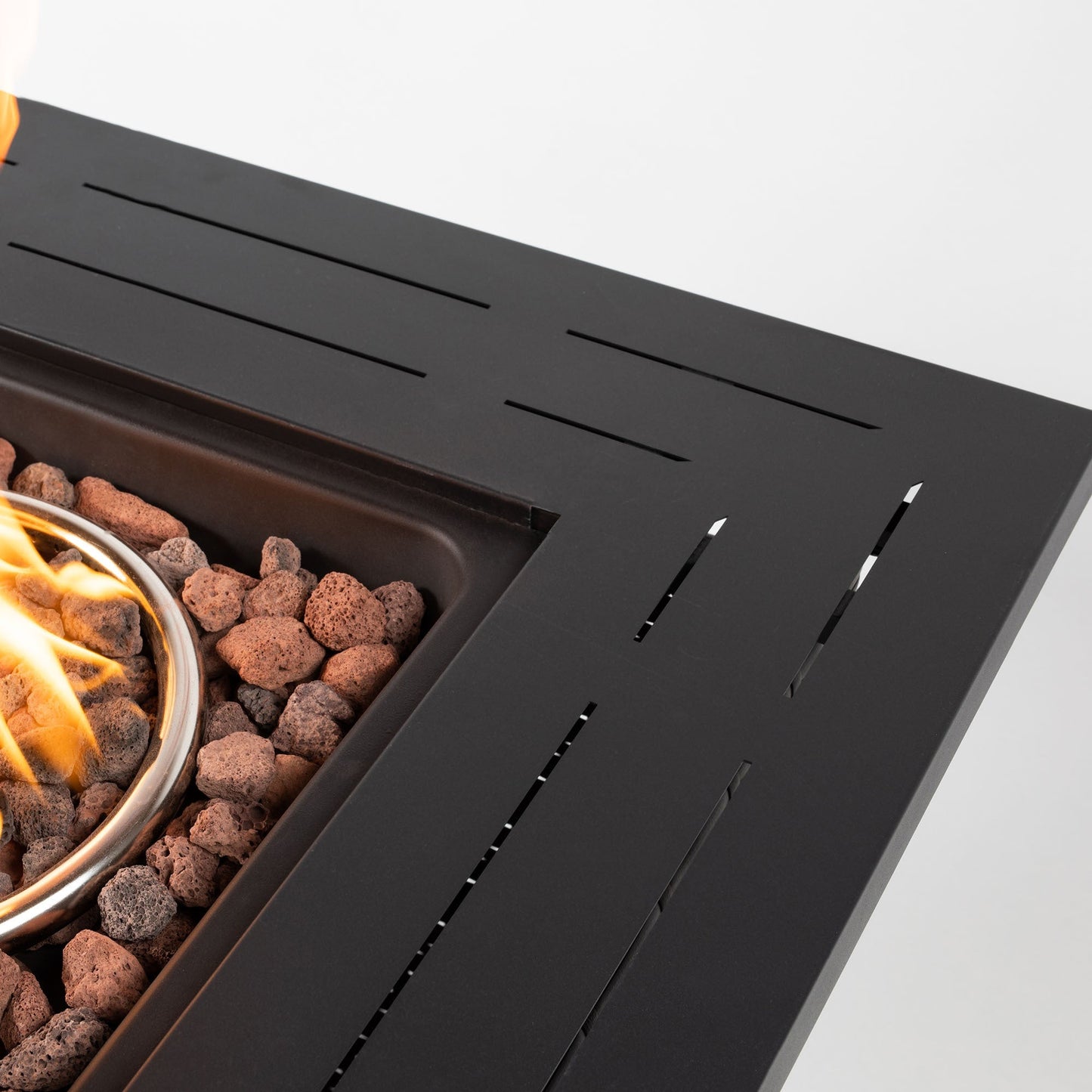 28-Inch Black Wicker Outdoor Propane Gas Fire Pit Table with Steel Top