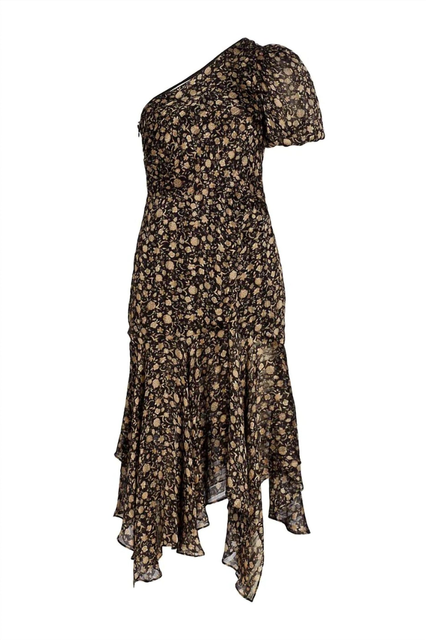 Astr - Floral One Shoulder Midi Dress