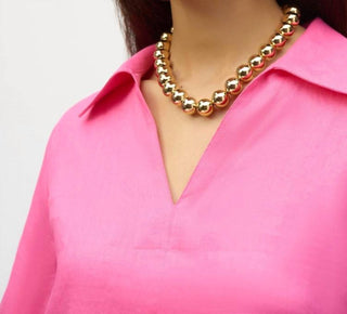 Joseph Ribkoff - Blusa de linho com gola quadrada