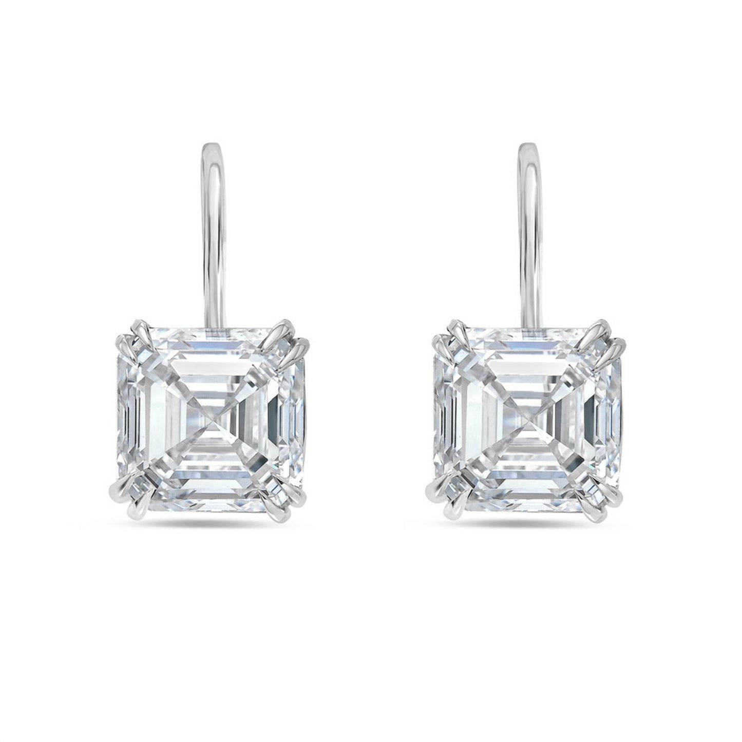 Diana M Jewels - 5.00 Cts Lab Grown Asscher Diamond Drop Earrings
