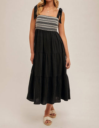 Hem & Thread - Crochet Front Shoulder Tie Dress
