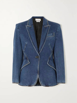 Alexander Mcqueen - Blazer jeans de algodão