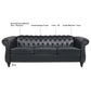 84.65" Black PU Rolled Arm Chesterfield Three Seater Sofa
