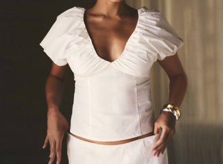 J.Crew - Top Cecily em mistura de popeline de algodão elástico