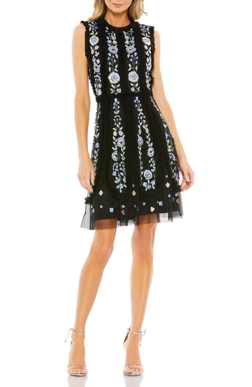 High Neck Mini Dress with Embroidery by Mac Duggal