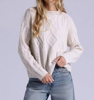 Minnie Rose - Pure Air Mixed Cable Sweater