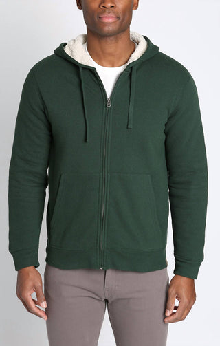 Jachs New York - Recycled Jacquard Sherpa Lined Full Zip Hoodie
