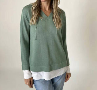 Six/Fifty - Suéter com capuz e gola V Abigail