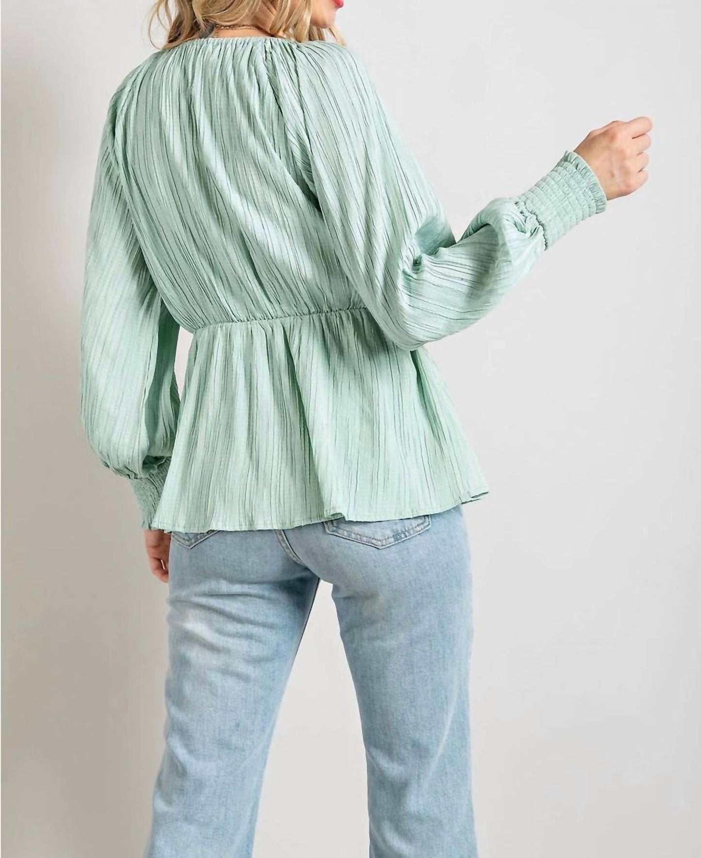 143 Story - Long Sleeve Tie Front Top
