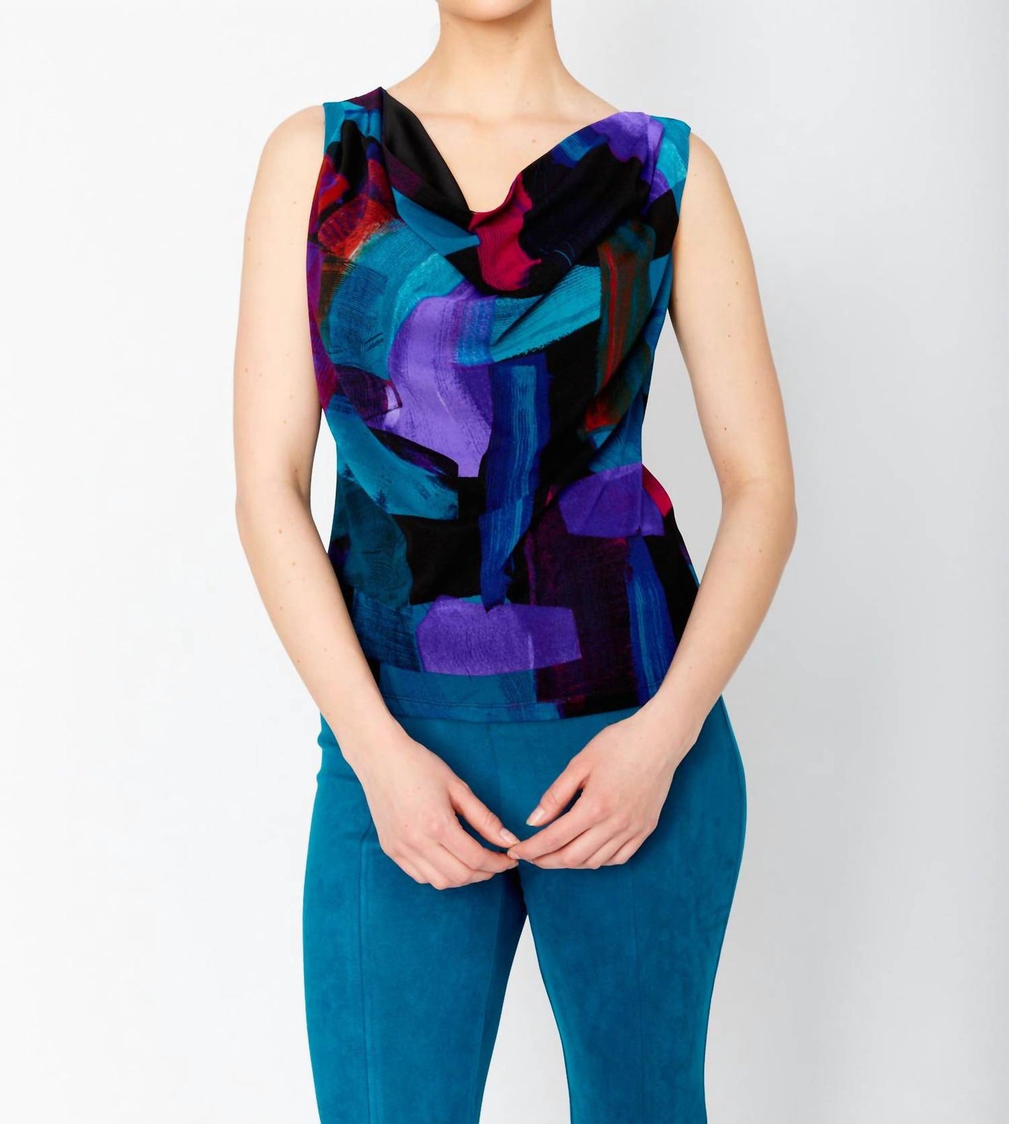 Frank Lyman - Abstract Cowl Neck Knit Top