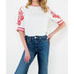 Thml - Embroidered Puff Sleeve Textured Top