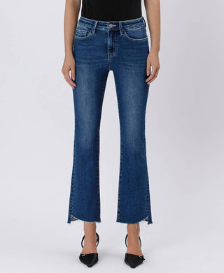 Lovervet - Calça Jeans Bootcut Crop de Cintura Alta e Bainha Crua