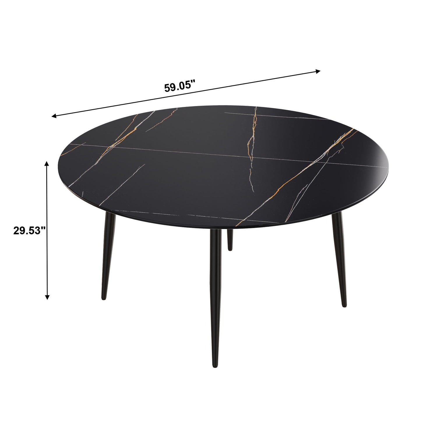 Modern Man-Made Stone Round Dining Table for 6 People