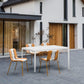 4 Piece Set of Modern Striped Color-Blocking Single Chairs with Long Table