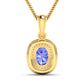 1.45 Carat Genuine Tanzanite and White Diamond 14K Yellow Gold Pendant