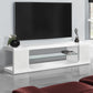 TV Stand, Console, Media Entertainment Center, Storage Shelves, Glossy Contemporary & Modern - White