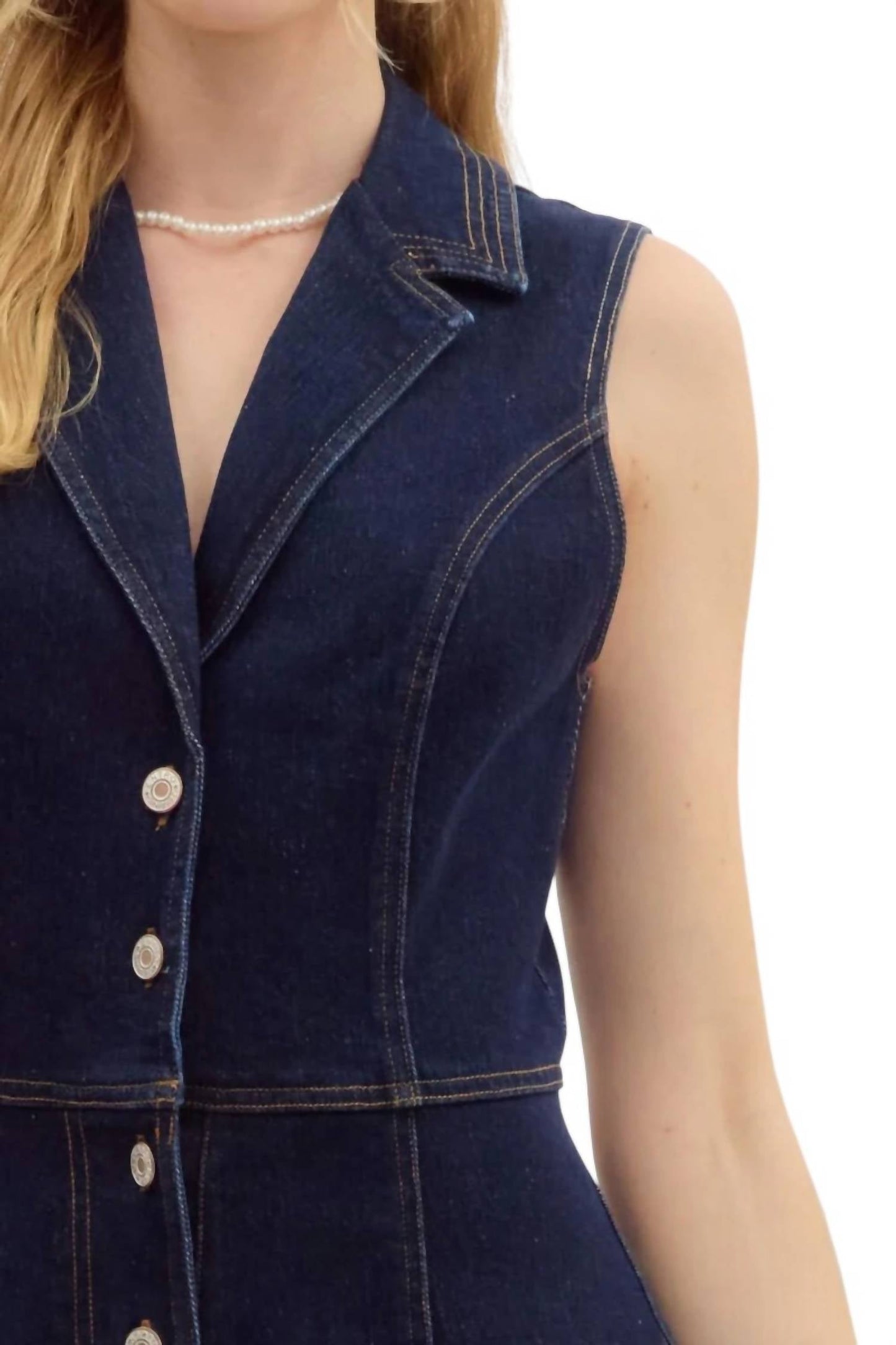 Entro - Ellie Sleeveless Button Down Denim Romper