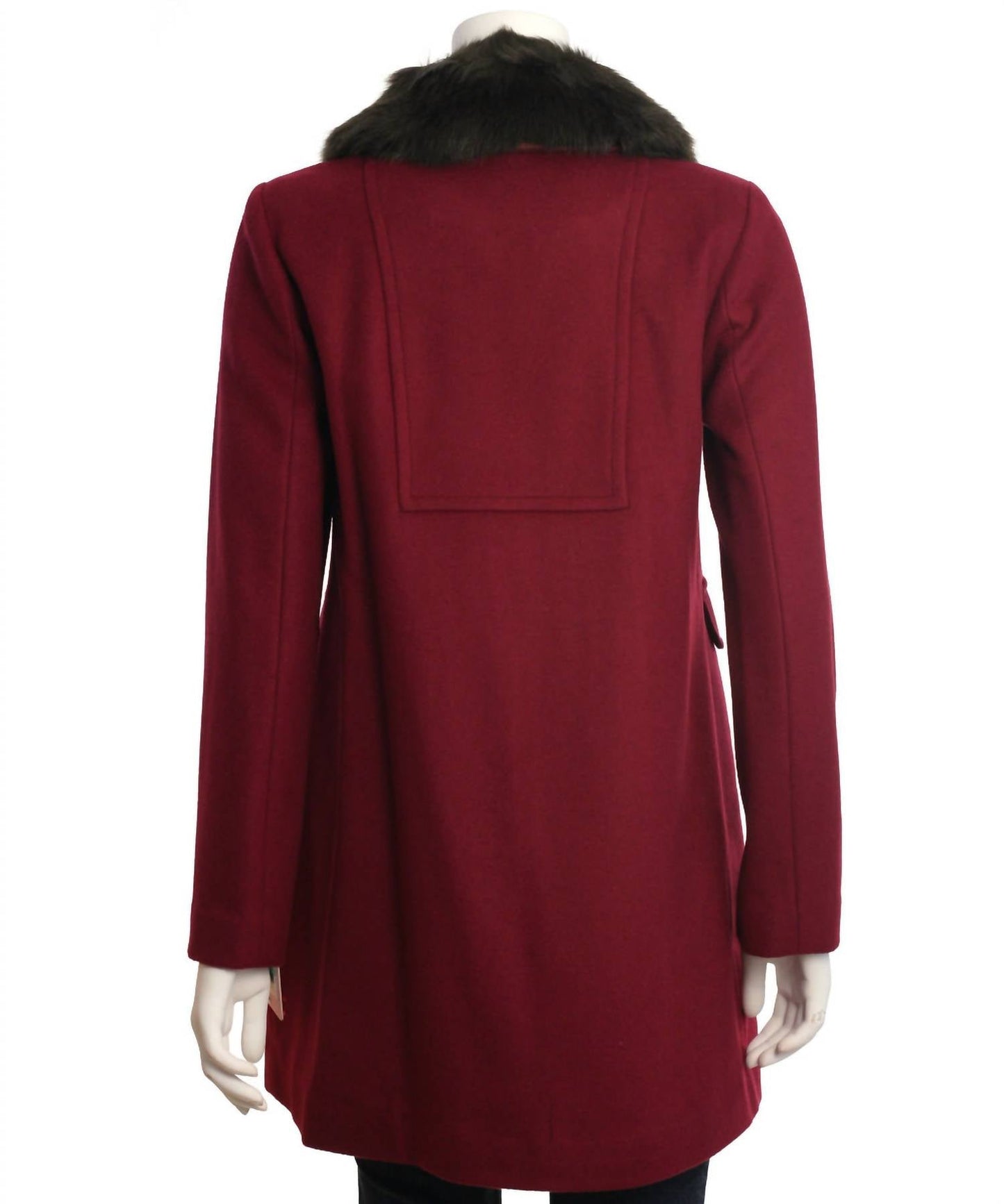 Eliza J - Women's Faux Fur Trim Wool Blend Coat