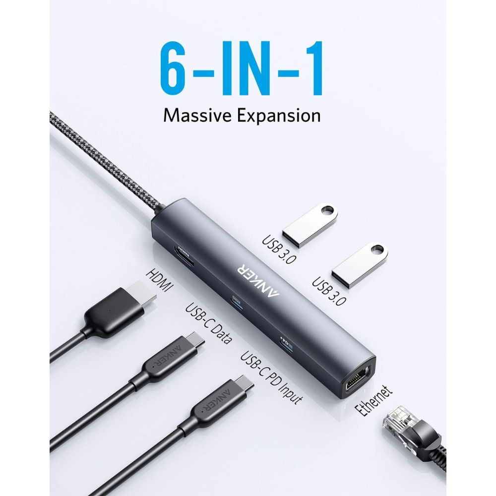 Anker PowerExpand+ 5 em 1 - Estação de encaixe - USB-C - HDMI - GigE