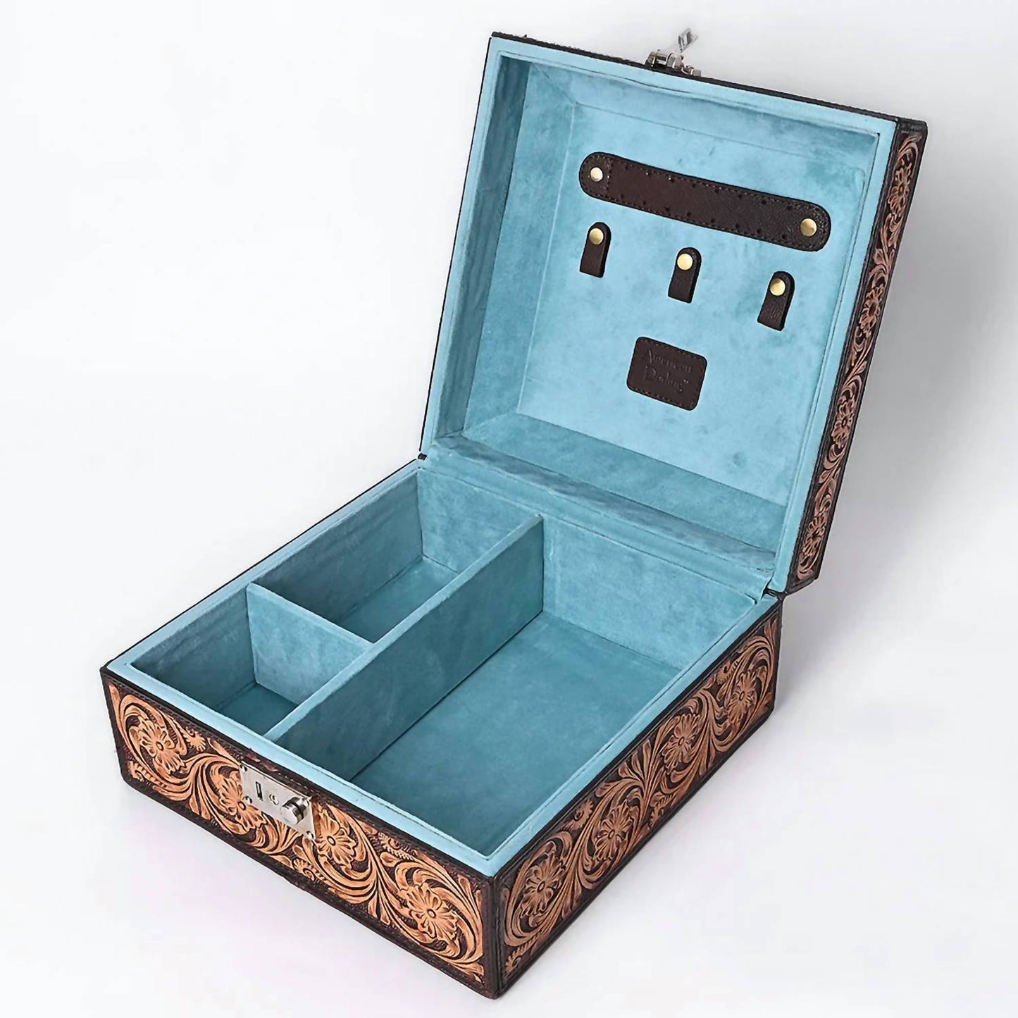 American Darling - Women's Hand-tooled Leather Locking Jewelry Case