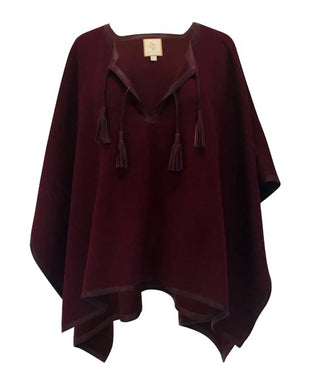 Stick & Ball - Leather Trim Baby Alpaca Poncho
