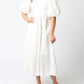 Olivaceous - Gracie Eyelet Puff Sleeve Midi Dress