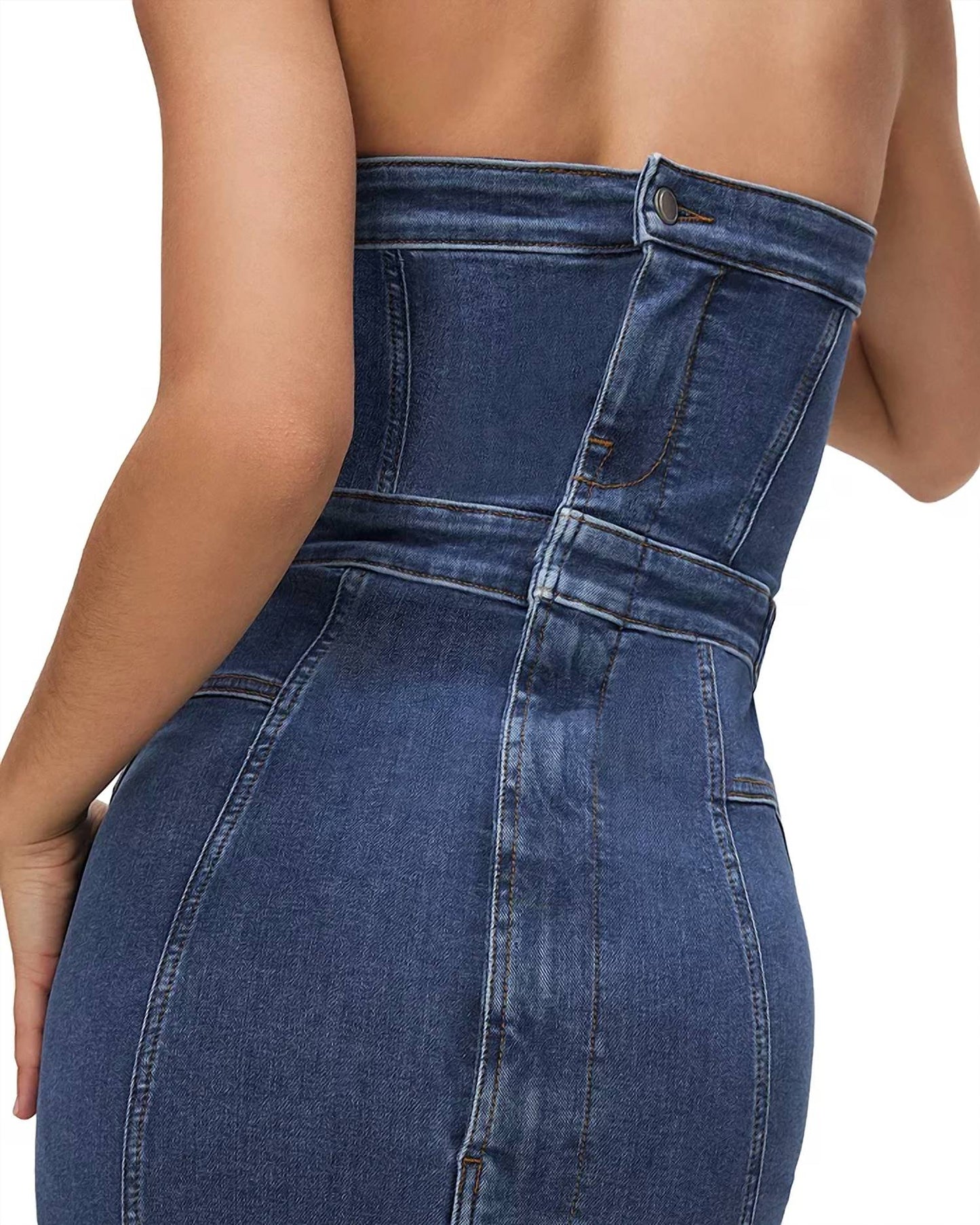 Good American - Denim Tube Midi Dress