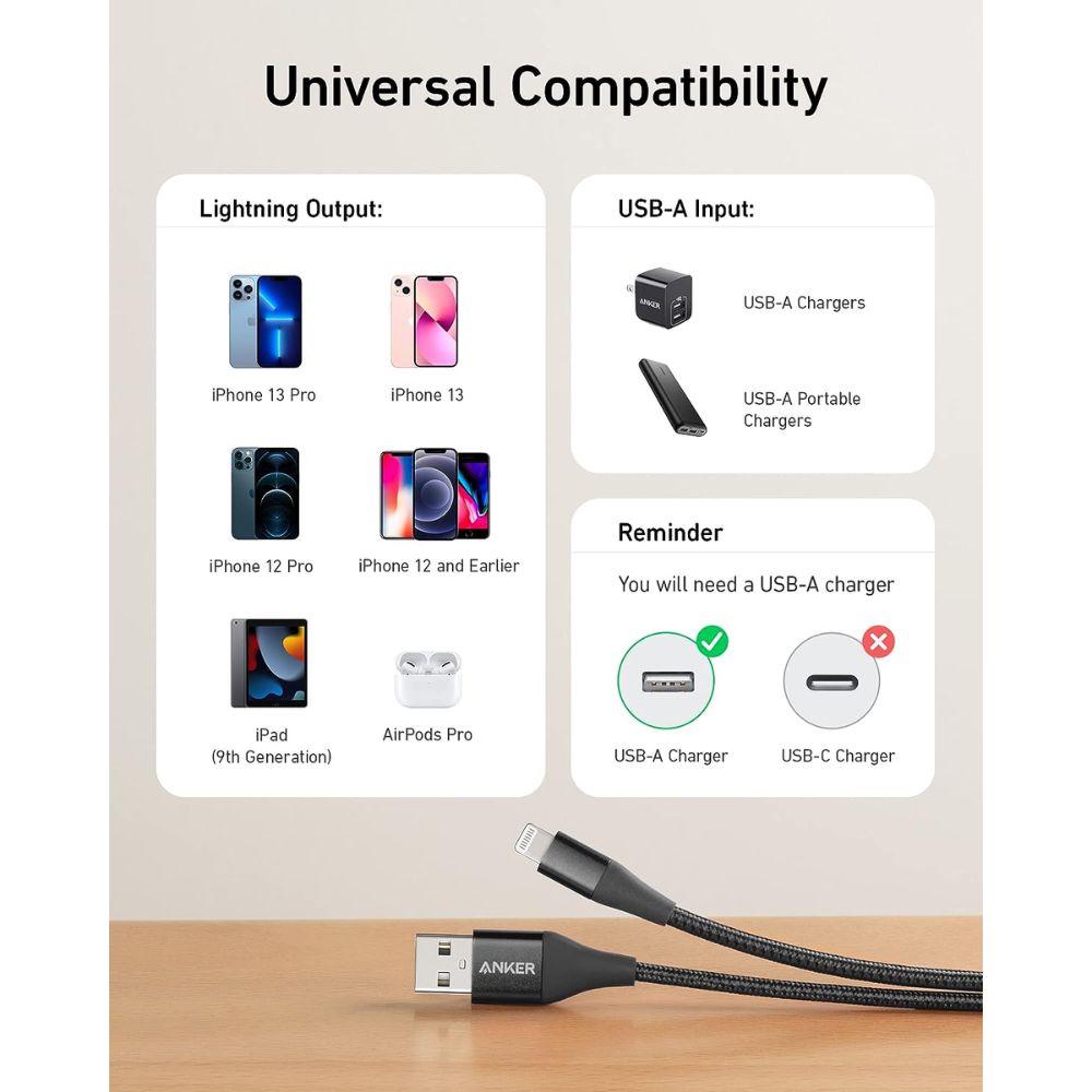 Anker - Cabo Powerline+ II USB-A para Lightning de 3 metros - Preto