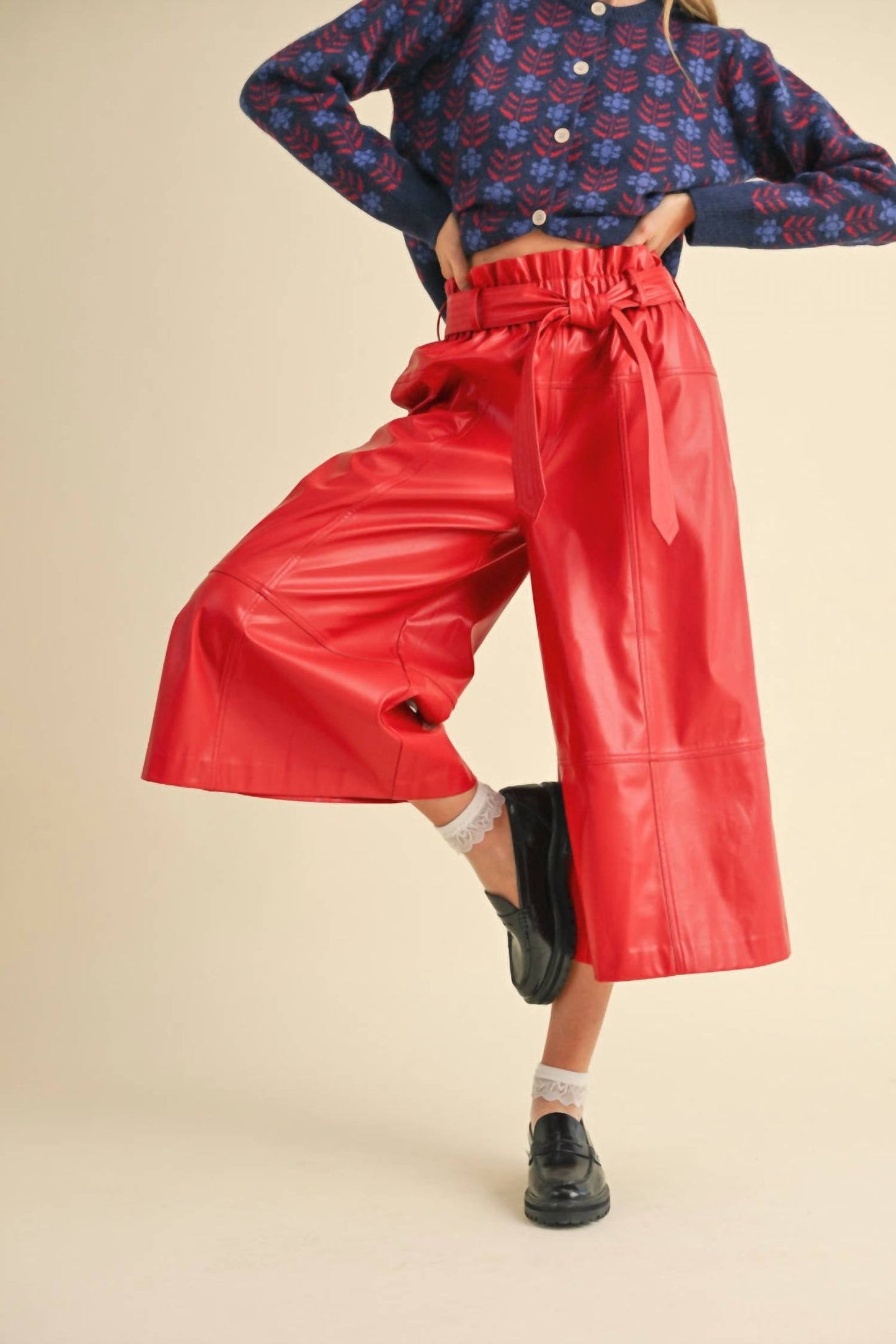 &Merci - Talk This Way Faux Leather Paperboy Waist Pants