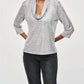 Joseph Ribkoff - Foiled Knit Cowl Neck 3/4 Sleeve Top
