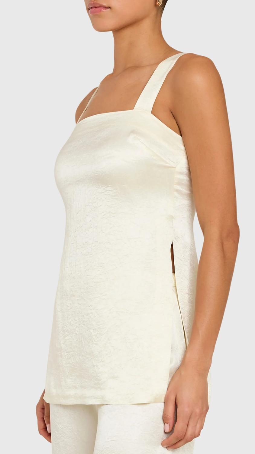 Amanda Uprichard - Mariko Side Slit Textured Satin Top