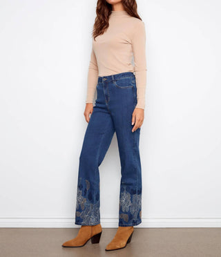 Charlie B - Straight-leg Stretch Jeans With Metallic Thread Embroidery
