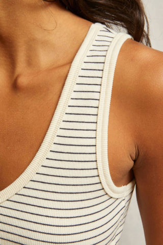 Perfectwhitetee - Maria V-neck Stripe Blondie Tank