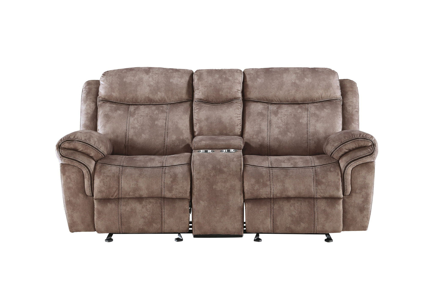 Zubaida Two Tone Recliner Loveseat with USB Port Console