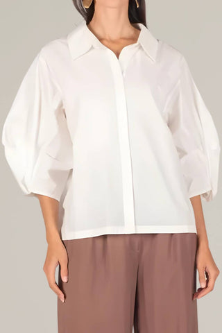 P.Cill - Camisa de popeline com mangas bufantes e botões