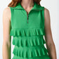 Joseph Ribkoff - Tiered Ruffles Zip Front Sleeveless Shift Dress
