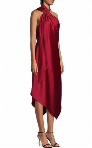 Aidan Mattox - Satin Halterneck Midi Dress