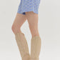 Entro - Chambray Denim Embroidered Shorts