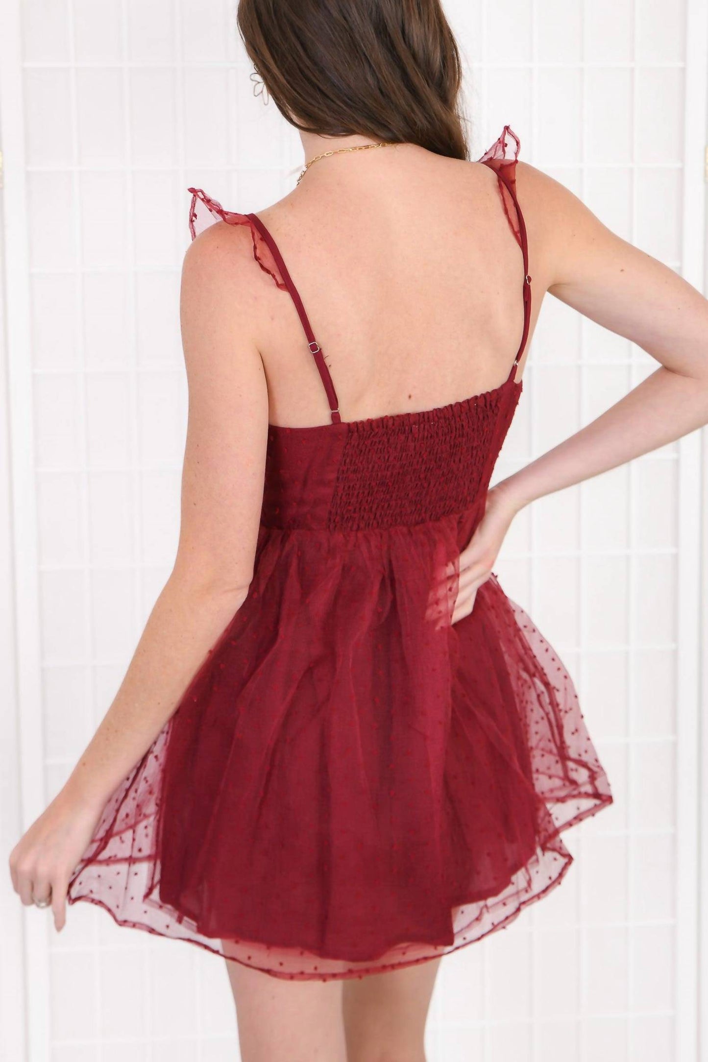 Buddylove - Vixen Wine Bustier Dotted Mini Dress